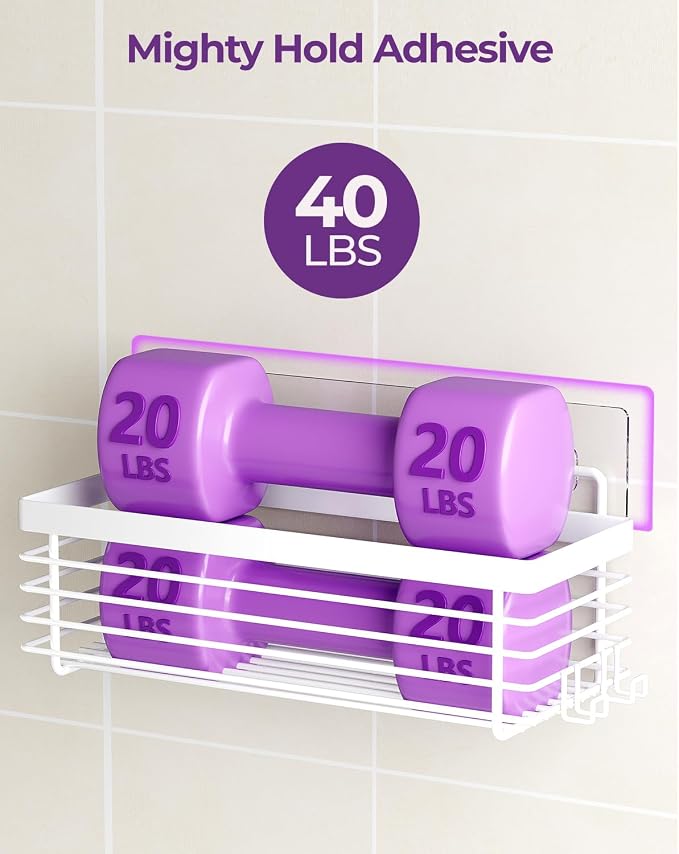 ODesign Shower Caddy 3 Pack SUS304 Stainless Steel-No Drilling-Shower Bathroom Shelves Rack,Rustproof Wall Mounted,Adhesive Shower Shelf Basket Organizer-White - Image 3