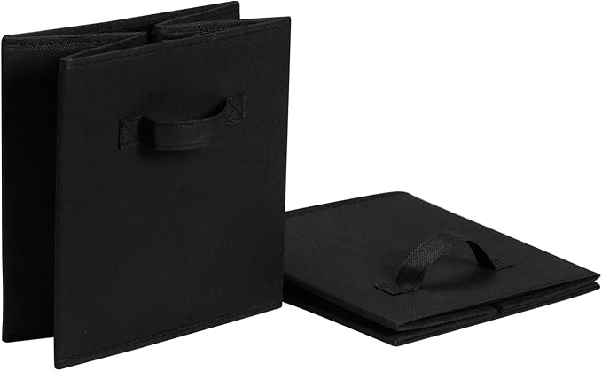 Amazon Basics Collapsible Fabric Storage Cube Bins Organizer with Handles, Organization Containers, Multifunctional, 13" x 13" x 13", Black, 6-Pack - Image 4