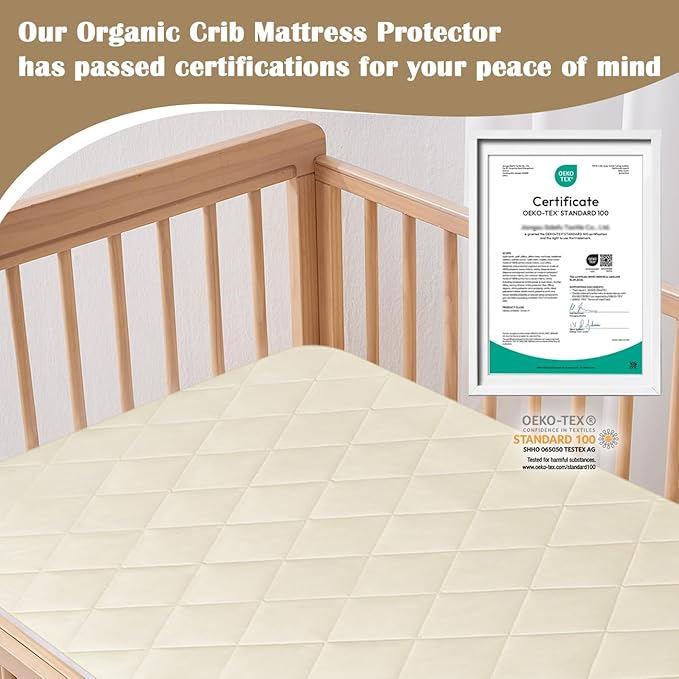 Lofe Organic Cotton Crib Mattress Protector + Organic Buckwheat Pillow