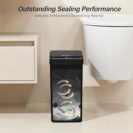 FRESHLIX Bathroom Automatic Trash Can, 4 Gallon Touchless Motion Sensor Small Garbage Can with Lid Smart Electric Narrow Waterproof Garbage Bin for Bedroom Office, Black - Image 5