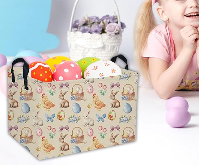 Easter Baskets for Kids Gift Basket Empty Baby Basket for Boys and Girls Rectangular Toy Storage Bins Organizer Bin Box Cute Room Decor for Home(Easter Baskets) - Image 5