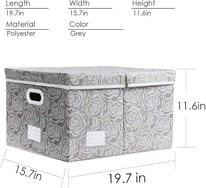 PRANDOM Extra Large Collapsible Storage Boxes with Lids Fabric Decorative Storage Bins Cubes Organizer Baskets with Cover Handles Divider for Bedroom Closet Living Room 19.7x15.7x11.6 Inch 3 Pack - Image 4