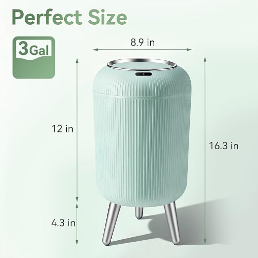 Automatic Motion Sensor Bathroom Trash Can Touchless,3 Gallon/11L Smart Garbage Bin,Mini Trash Can with Removable Legs for Toilet,Kitchen,Bedroom,Office,Smart Plastic Electric Garbage Cans-Blue - Image 2
