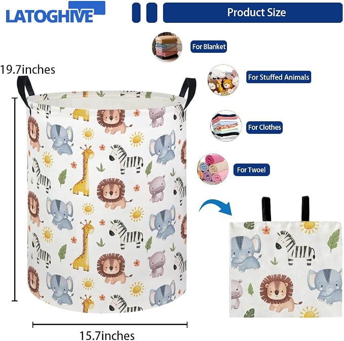 Baby Laundry Hamper kids laundry Basket Waterproof Laundry Bag for Bedroom Toy Clothes Organizer Room Décor(Animal) - Image 2