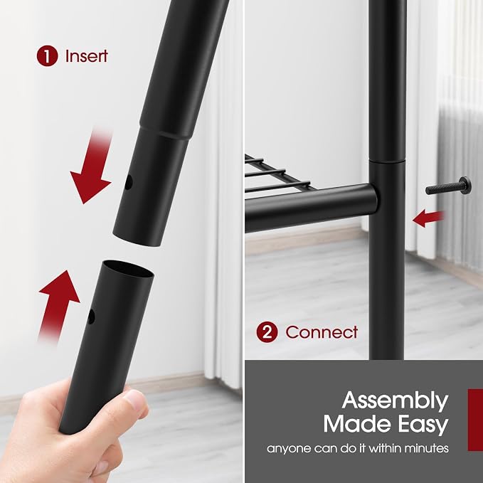 Sakugi Storage Shelves - 5 Tier Shelf Organizer, Heavy Duty Garage Shelving Unit with Leveling Feet, Stable Metal Shelves Organizer for Pantry, Kitchen and Closet, 18.4" W x 12.6" D x 57.4" H, Black - Image 4