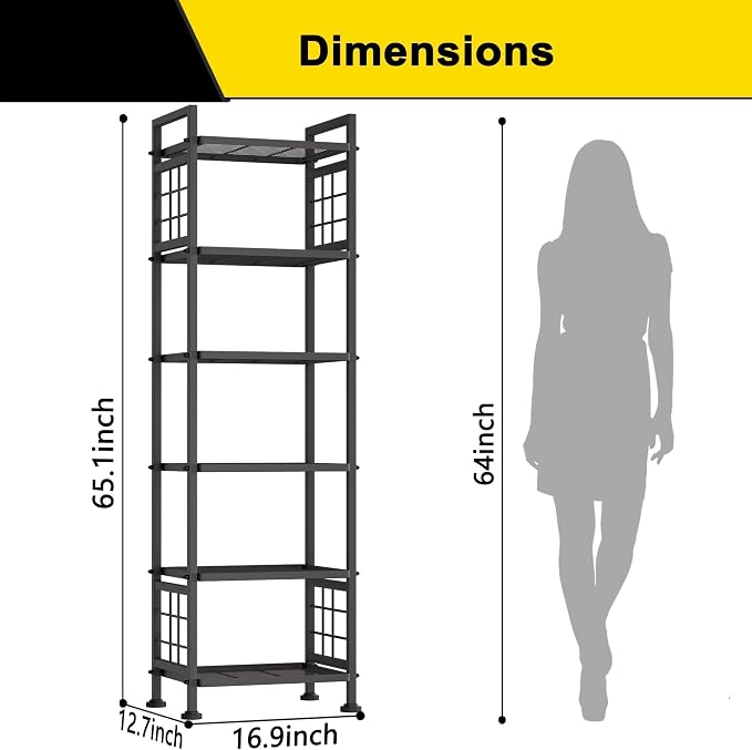 GIOTORENT 6-Wire Standing Storage Shelf for Bathroom Organizers and Storage & Laundry Room Organization, Metal Shelving Unit Pantry Rack for Kitchen & Bathroom, Black - Image 2