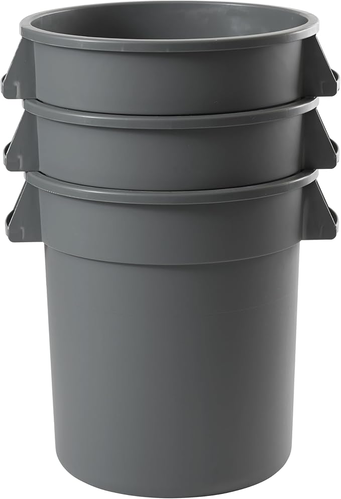 Winco PTC-10G Round Trash Can, 10 Gallon, Plastic, Gray - Image 9