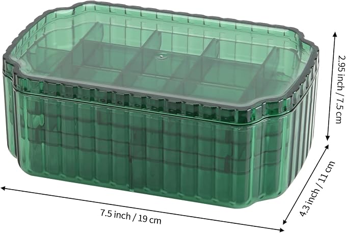 LETURE 3-Layer Jewelry Organizer Box for Earrings, Rings, Necklaces, Bracelets, Clear Plastic Bead Storage Containers for Crafts (Green) - Image 3