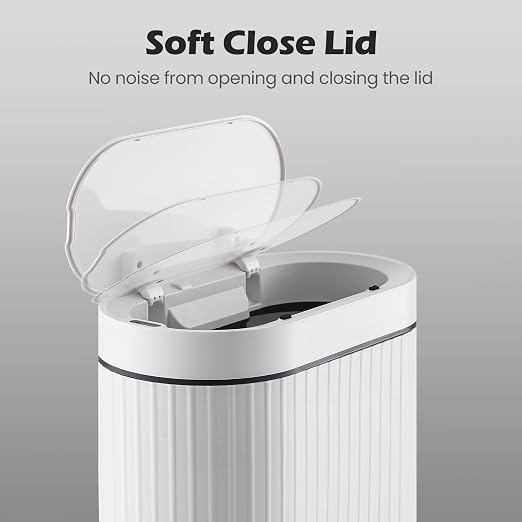 SYNCVIBE Bathroom Sensor Trash Can with Lid Automatic 2 Gallon Smart Garbage Can Bathroom Decor, 7.5 Liter Small Trash Bin, Motion Sensor Waterproof Wastebasket for Office, Bedroom, White Black - Image 3