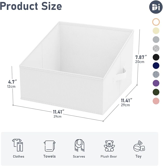 DIMJ Closet Storage Bins 6 Pack - Fabric Trapezoid Organizer Bin, Foldable Storage Baskets for Shelves, Closet Shelf Organizer, Clothing Storage Box for Toys, Books, Towel, Clothes, White - Image 3