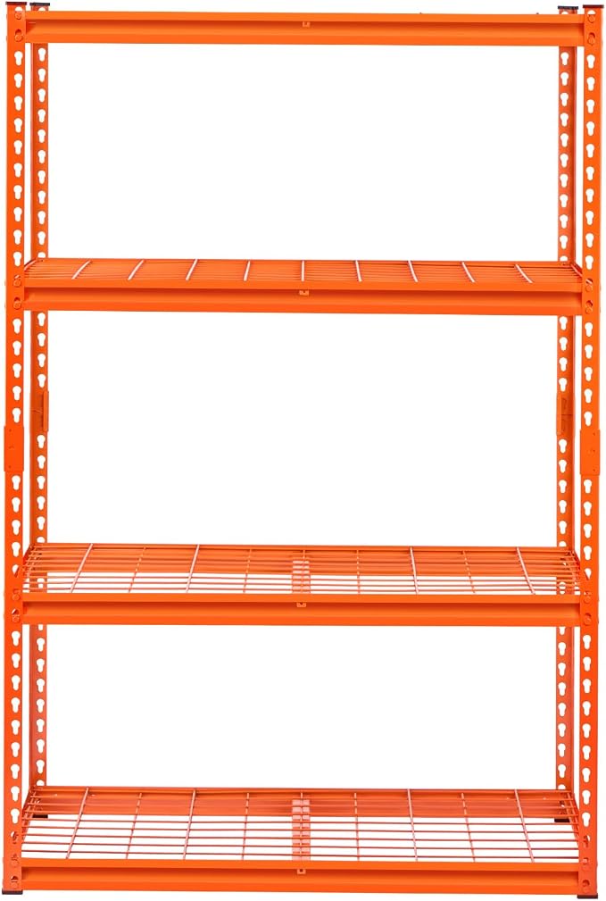 VEVOR Storage Shelves, 2400 lbs, 4 Tier Heavy Duty Garage Shelving, 20" D x 40" W x 60" H Adjustable Metal Shelves for Industrial Shelving Unit Utility Shelf, for Kitchen, Warehouse, Basement, Orange - Image 9