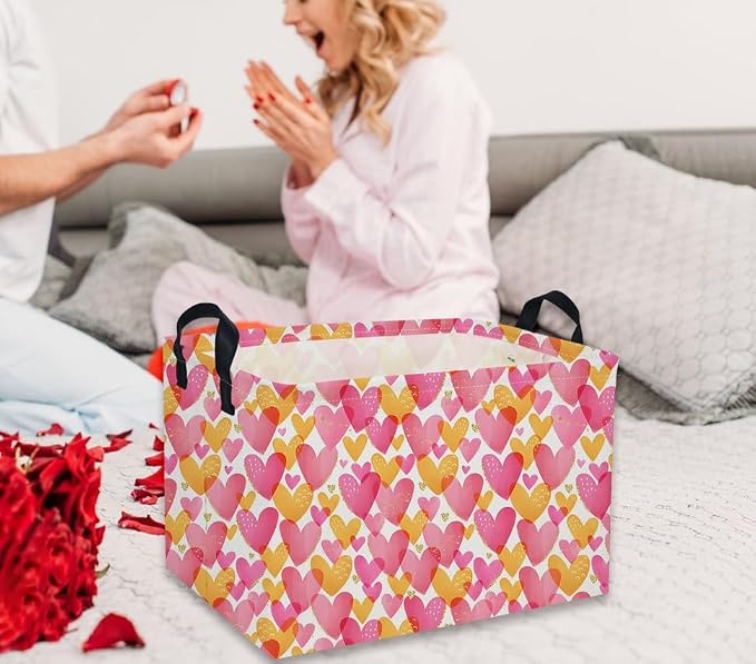 Rectangular Valentine's Day Baskets,Heart Basket,Pink Girls Basket Kids Storage Bin Love Room Decor for Home.(Shining Love) - Image 6