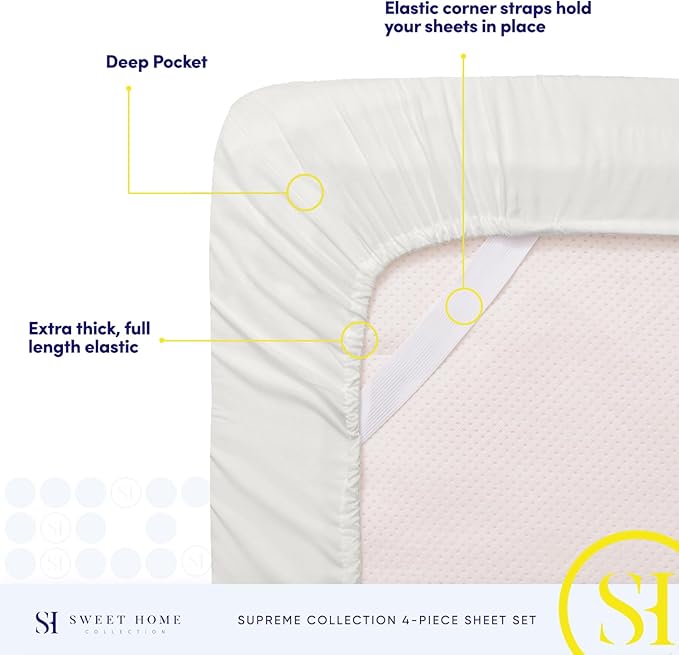 Twin XL Sheets - Breathable Luxury Sheets with Full Elastic & Secure Corner Straps Built In - 1800 Supreme Collection Extra Soft Deep Pocket Bedding Set, Sheet Set, Twin XL, Ivory