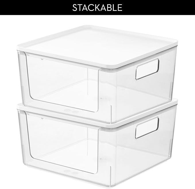 Rosanna Pansino x iDesign Recycled Plastic Open Front Kitchen Storage Bin with Lid, Clear Bin/Marshmallow Lid, 12" x 12" x 6" - Image 5