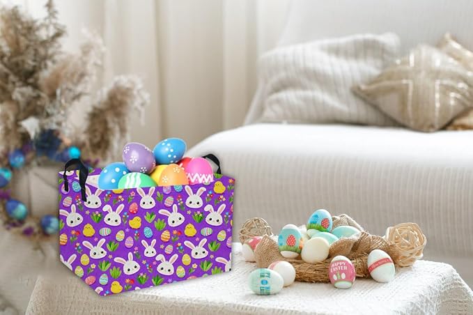 Easter Basket for Kids Gift Baskets Empty Baby Easter Basket for Boys and Girls Rectangular Toy Storage Bins Organizer Bin Box Cute room Decor for Home - Image 3