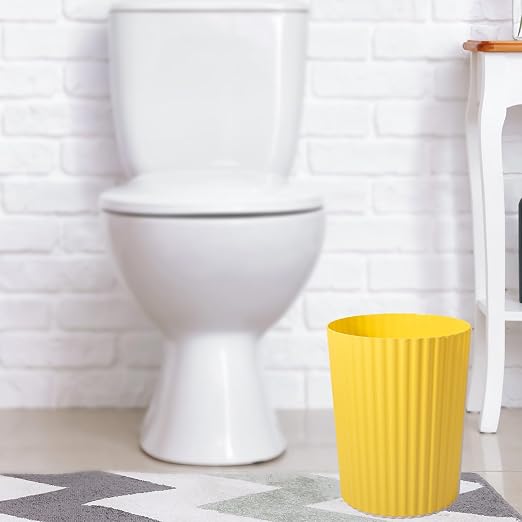 JiatuA Small Trash Can Plastic Wastebasket Round Garbage Container Bin for Bathroom, Kitchen, Bedroom, Home Office, College Dorm, Yellow - Image 4