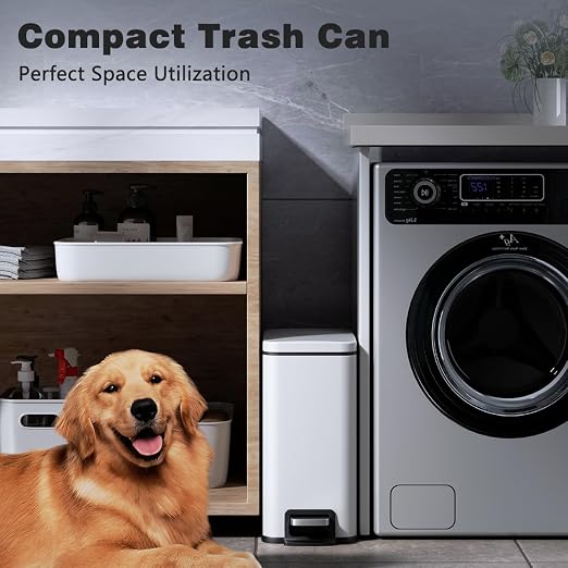 Slim Bathroom Trash Can with Lid Soft Close, 1.6 Gallon Stainless Steel Garbage Can with Removable Inner Bucket, Durable Step Pedal, Small Trash Bins for Toilet, Bedroom, Kitchen, Office - Image 6