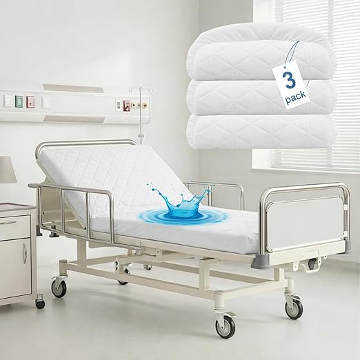 Lounsweer 3 Pack Waterproof Hospital Mattress Cover, 84x36x12in White Fitted Bed Sheet Protectors, Incontinence Protection Leakproof Breathable for Elderly, Adults Home Hospital Beds