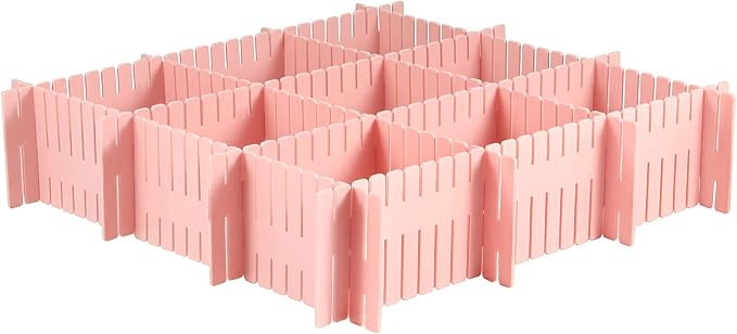 MUKCHAP 72-Piece DIY Grid Drawer Organizer - 12.6 Inch Adjustable Drawer Dividers for Sock, Underwear, Scarf - 36 White, 36 Pink - Image 5