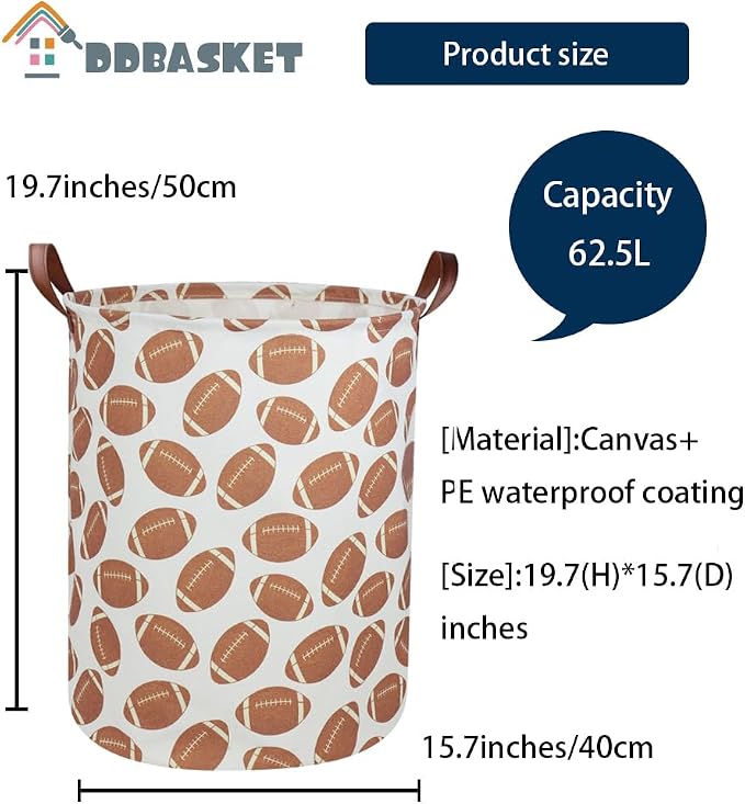 Kids Laundry Hamper Footballs Hamper for Nursery Boy Clothes Hamper Cute Kids Toys Storage Bin Organizer Football Room Decor for Home(Football) - Image 7