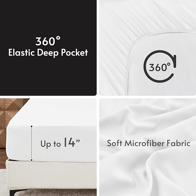 MUXHOMO 7 Pieces Full Comforter Set, Reversible Bed in a Bag Full Size, All Season Bedding Set with Comforter, Flat Sheet, Fitted Sheet, Pillowcases & Shams, Black & White