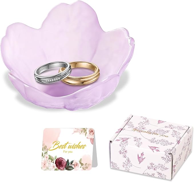Gifts for Women Flower Jewelry Dish Ring Holder Jewelry Tray Vanity Organizer Room Decor Aesthetic Dorm Bathroom Decor Decorative Trinket Dish for Rings Earrings Necklaces Friendship Birthday Gifts by WELOCMETOBINOSTER