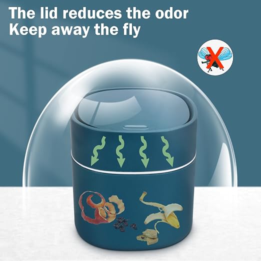 Mini Desk Trash Can with Lid with Trash Bags 180 pcs Press-Top 0.5 Gallon Tiny Countertop Waste Basket Small Table Top Plastic Covered Garbage Bin for Desk Top (Blue) - Image 2