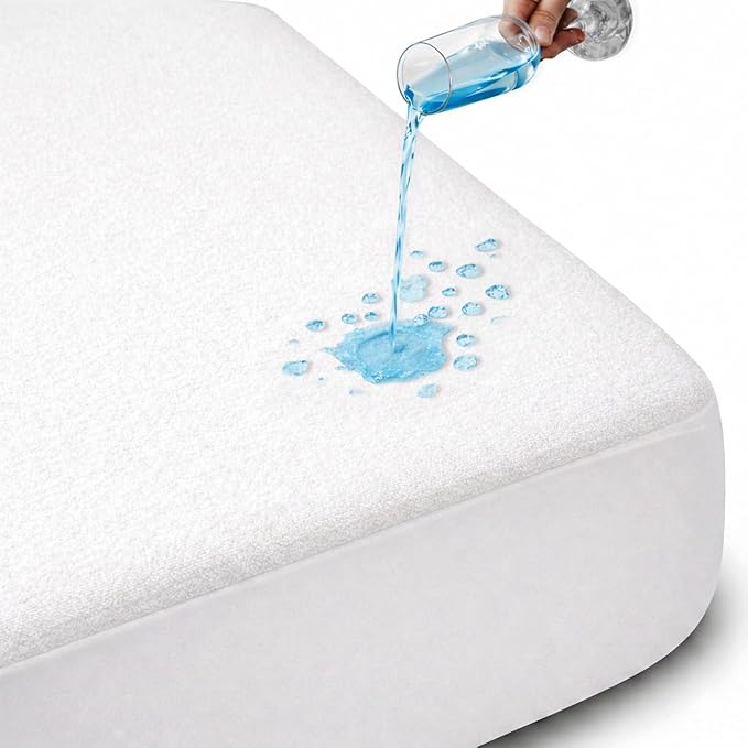 SGI Bedding Waterproof 39X75" Twin Mattress Protector – 15" Deep Pocket, Soft Noiseless & Breathable Fitted Style Bed Cover, Skin- Friendly Protection Against Moisture, Spills & Stains – White