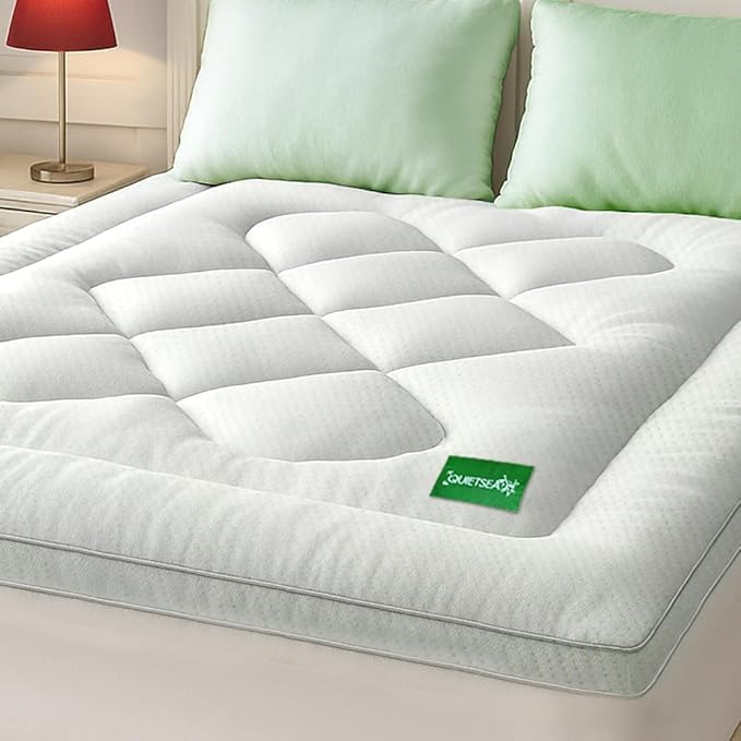 Mattress Topper Queen Size Mattress Pad,Viscose Made from Bamboo Mattress Cover,Pillow Top Mattress Topper for Back Pain Relief,Waterproof,Soft Mattress Pad(60x80 inch, White)