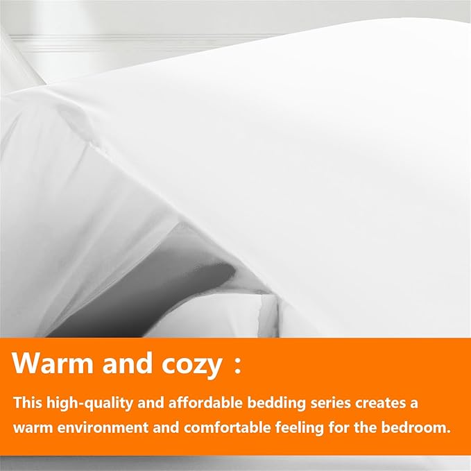 TAIMIT White King Size Comforter Set - 7 Pieces, Bed in a Bag Bedding Sets with All Season Soft Quilted Warm Fluffy Reversible Comforter,Flat Sheet,Fitted Sheet,2 Pillow Shams,2 Pillowcases