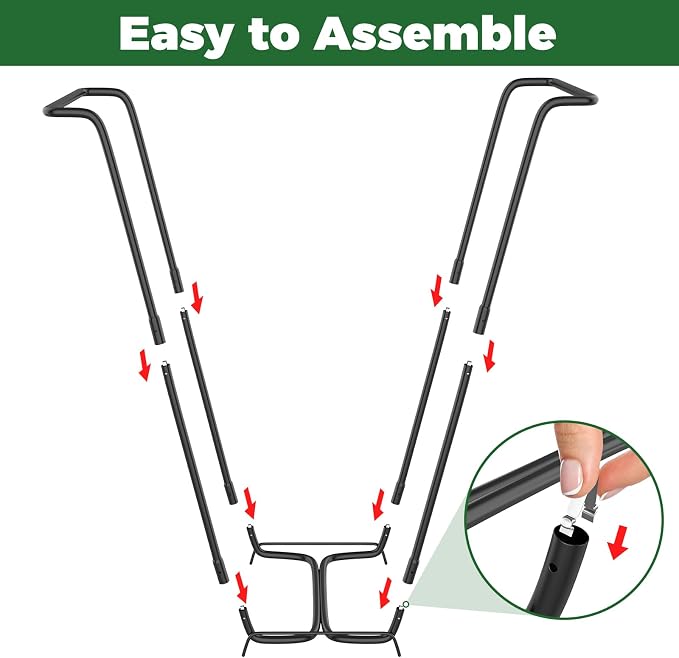 2PCS Outdoor Trash Bag Holder Metal Garden Trash Bag Holder for Yard Waste Stand Holds 30-45 Gallons Leaf Bag Holder with 4 Clips for Leaves Camping Lawn Party Weeding Yard Gardening（2pcs+8clips） - Image 3