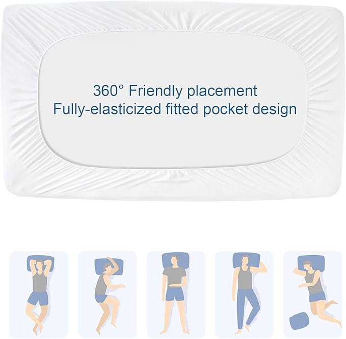 2 Pack Twin Extra Long (XL) Mattress Protector Pad Waterproof Quilted, Breathable & Cooling Twin XL Mattress Cover Fitted for College Dorm Room Essentials with Deep Pocket Up to 14", (White)