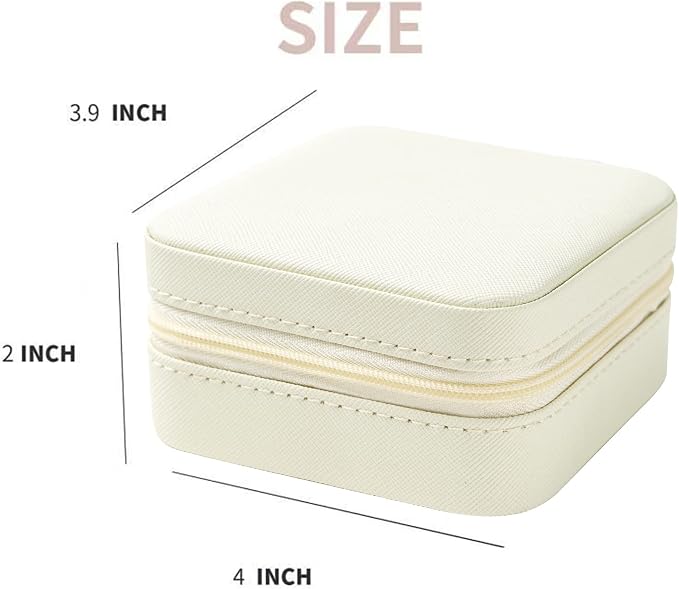 KElofoN Travel jewelry case Travel jewelry box Travel Jewelry Organizer Small Jewelry Organizer Box Gift for Girls Women with Mirror(White) - Image 2