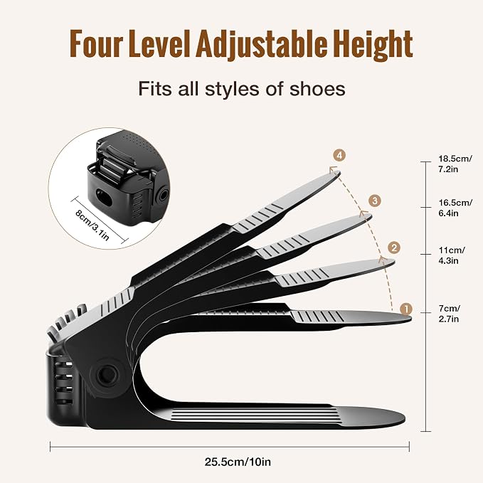 Neprock Shoe Slots Organizer,Shoe Storage Organizer Shoe Rack for Closet Organization,Shoe Slots Organizer De Zapatos Shoe Hoder Space Saver for Entryway(12 Pack)(Black) - Image 2