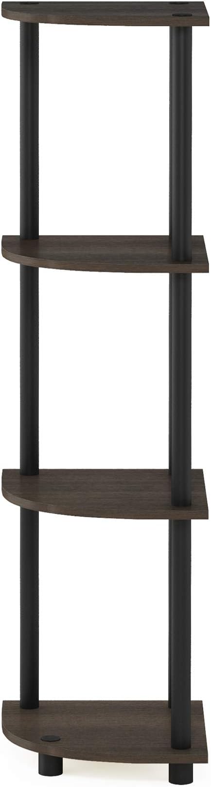 Furinno TURN-N-TUBE Corner Shelf, 4-Tier Corner Bookshelf, Display Storage Shelves with Open Shelves, for Organization and Storage, Living Room, Home Office, Garage, Dark Brown Grain - Image 7