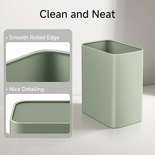 TIPGO Small Metal Trash Can, 2.1 Gallon Slim Trash Can for Bathroom, Wastebasket Garbage Bin for Bedroom, Office, Kitchen, Under Sink (Green) - Image 5