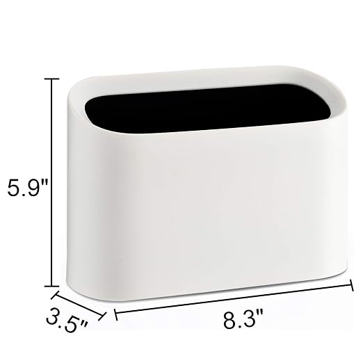 SUBEKYU 0.4 Gal Mini Countertop Trash Can, Small Desktop Garbage Can for Office, Tiny Wastebasket, Plastic, White - Image 7