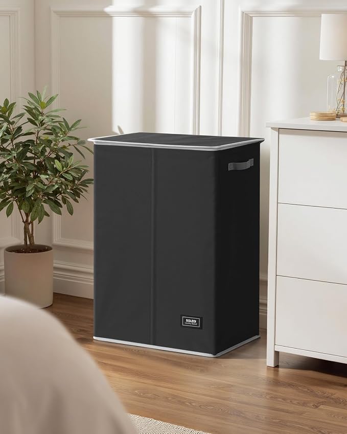 SOLEDI Laundry Hamper with Lid 130L Large & Tall Collapsible Laundry Basket, Clothes Hamper with Bag Removable Easy to Carry, Dirty Hampers for Bedroom, Bathroom, Dorm, College, Black - Image 9