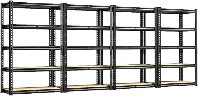 REIBII Storage Shelves 2020LBS Garage Shelving Heavy Duty Metal Shelving 5 Tier Metal Shelf for Garage Pantry Closet Kitchen Basement 28" W x 12" D x 59.8" H, 4 Pack by REIBII