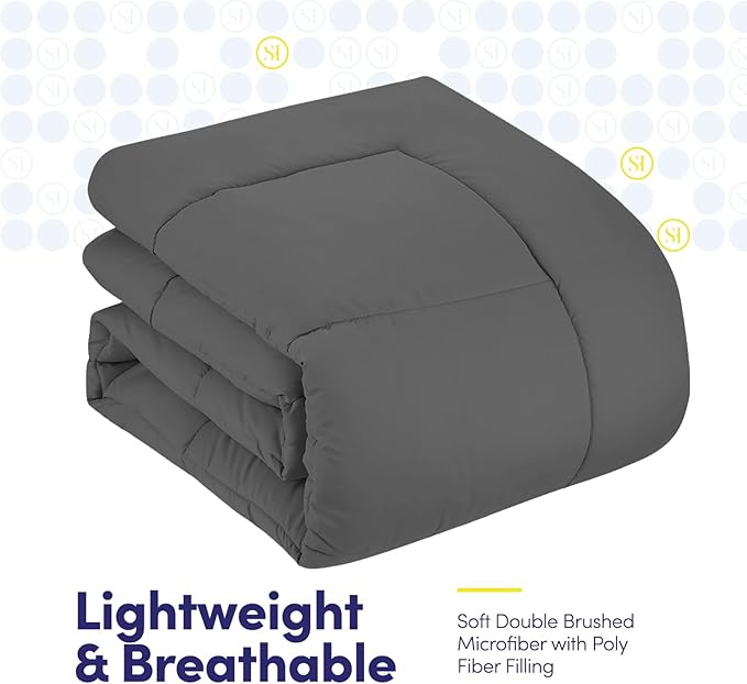 King Size Comforter Set with Sheets - 7-Piece Bedding Collection - 1 Comforter, 1 Fitted Sheet, 1 Flat, 4 Pillowcases - Deep Pocket - Soft & Breathable Premium Quality - Ideal for All Seasons, Gray