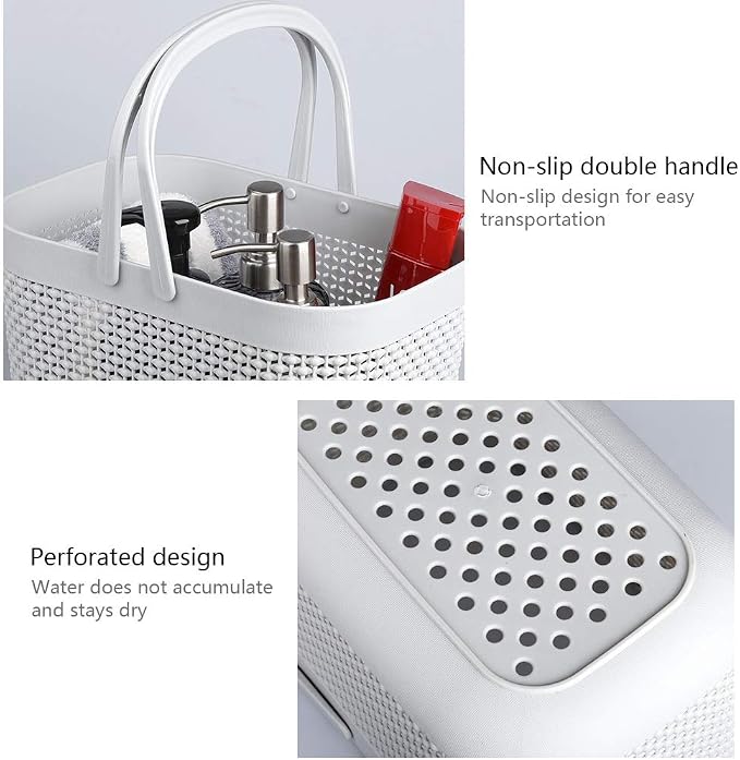 UUJOLY Plastic Organizer Storage Baskets with Handles, Shower Caddy Bins Organizer for Bathroom and kitchen (3 Pack, Grey) - Image 6