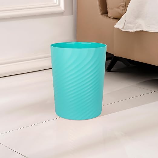 UUJOLY Plastic Small Trash Can Wastebasket, Garbage Container Basket for Bathrooms, Laundry Room, Kitchens, Offices, Kids Rooms, Dorms, (Light Blue, 1.8 Gallon) - Image 2