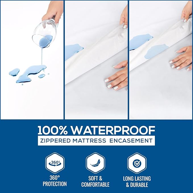 Utopia Bedding Mattress Protector Zippered Crib Size, 100% Waterproof Bed Bug and Dust Mite Proof Mattress Encasement, Absorbent 6 Sided Mattress Cover