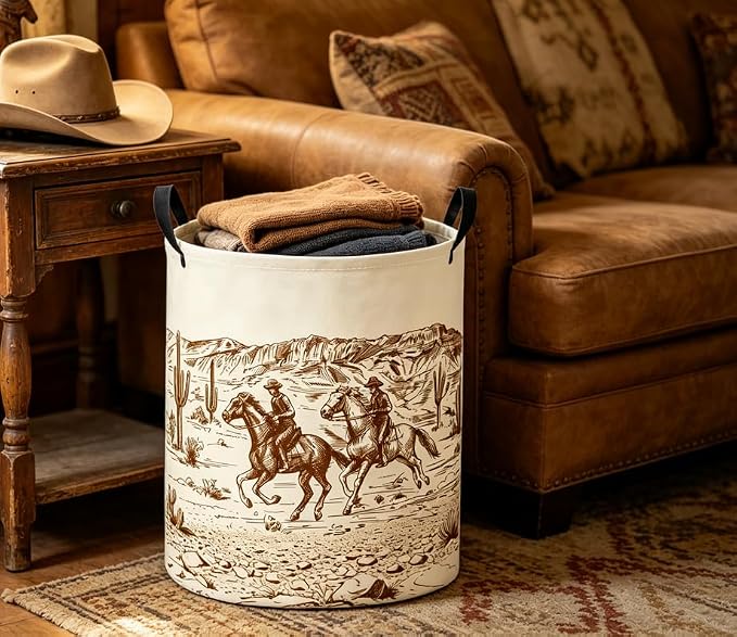 Baby Laundry Basket Baby Nursery Hamper Kids Laundry Basket Toy Storage Bin for Boys Room Decor Gift Baskets for Bedroom Bathroom(Cowboy) - Image 6