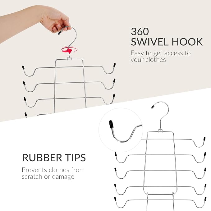 ZEDODIER 6 Pack Tank Top Hanger Space Saving, Bra Hangers for Closet Organizer, Hanging Bra Organizer Tank Tops Holder with 48 Hooks, Metal Closet Organizers and Storage Small Space Solutions, Silver - Image 7