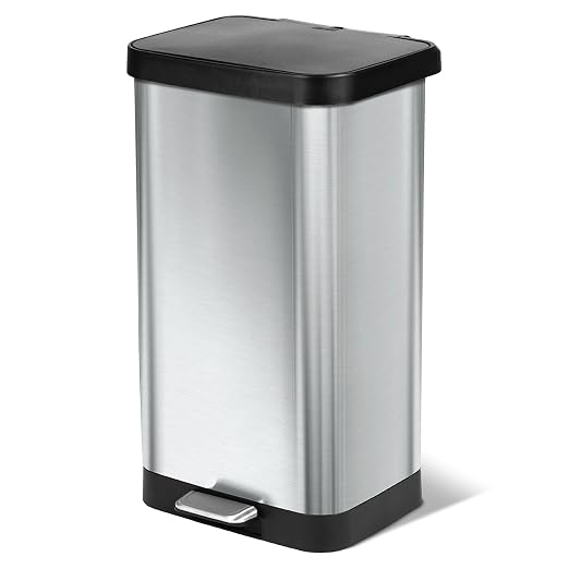Glad Stainless Steel Step Trash Can with Clorox Odor Protection | Large Metal Kitchen Garbage Bin with Soft Close Lid, Foot Pedal and Waste Bag Roll Holder, 20 Gallon, Stainless by GladTrashFoodStorage