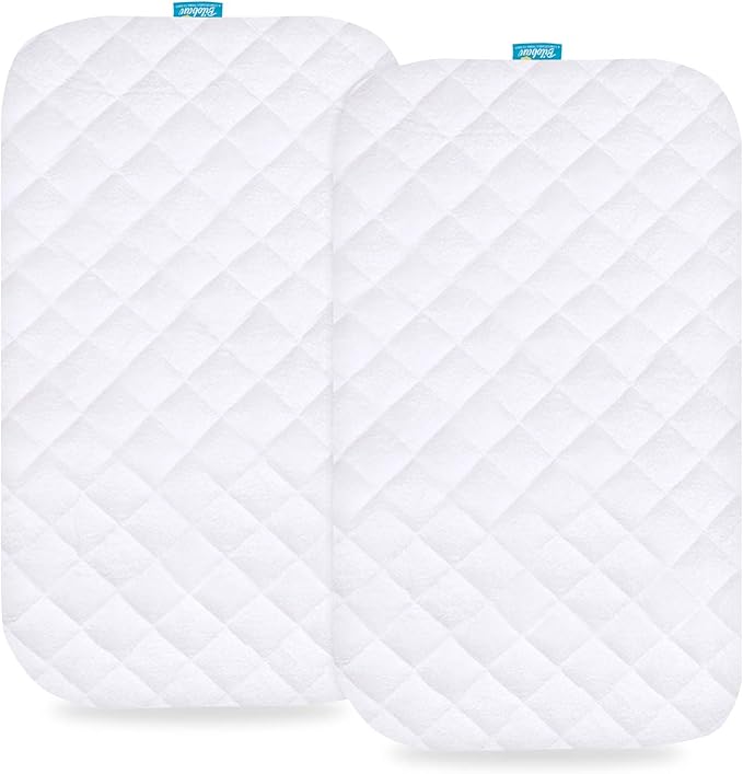 Bassinet Mattress Pad Cover Compatible with YADAQE Baby Bassinet, Larex 3 in 1 Baby Bassinet and Bold Bedside Crib, 2 Pack, Waterproof Quilted Ultra Soft Surface