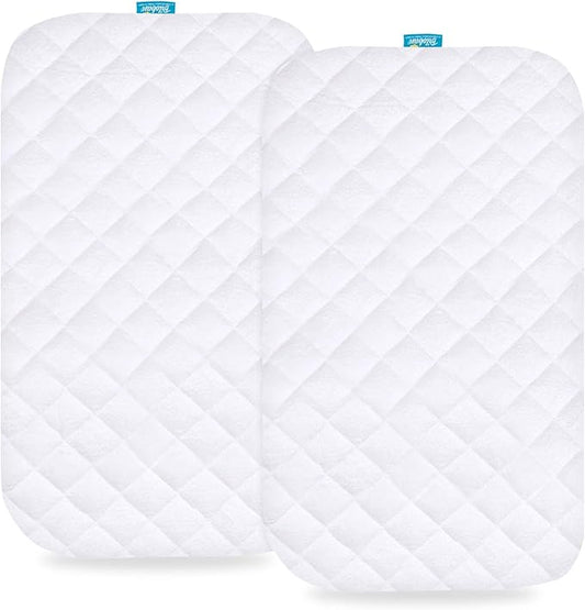 Waterproof Bassinet Mattress Pad Cover Compatible with Maxi-COSI Iora/Swift Lightweight Portable Bassinet, 2 Pack, Ultra Soft Surface, Breathable and Easy Care