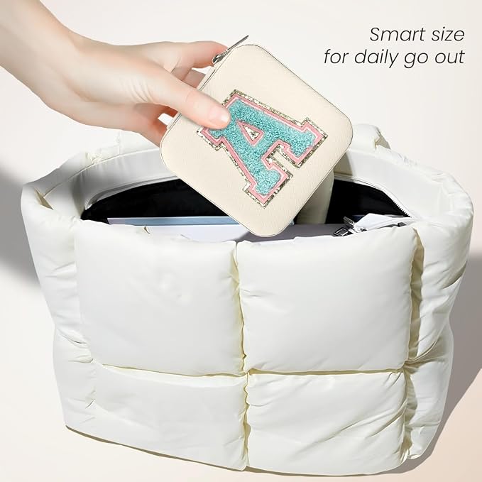 SANDJEST Personalized Jewelry Box, White Travel Jewelry Box with Initial A, Small Monogrammed Jewelry Case Organizer for Girls Women Teen Kids, Mini Travel Essentials Gifts for Birthday Christmas - Image 5