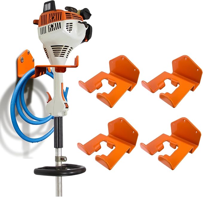 Weedeater Hanger, 4 Pack Weed Eater Hanger for Wall, Heavy Duty Weed Wacker Hooks for Garage, Garage Organization Storage Shed Organizer Mounted Trimmer Rack by OSROENE